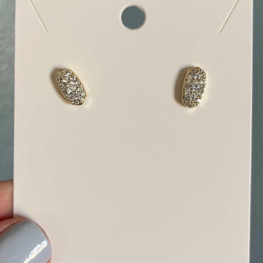 Kendra Scott Grayson Stud Earrings in Yellow Gold & Clear CZ